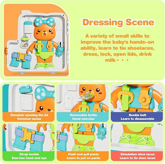 Montessori Busy Board for 1-3 Year Olds - Musical Sensory Toy for Motor Skills, Learning Travel, Perfect Gift for Boys & Girls 12-18 Months