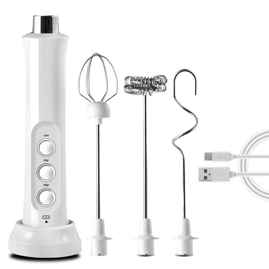 3 in 1 Portable Rechargeable Electric Milk Frother, Handheld High Speed Beverage Mixer, Coffee Frothing Stick, Kitchen Appliances for Home Use