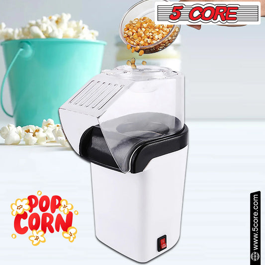 5 Core Popcorn Machine 16 Cup Hot Air Popper Mini Portable Electric Pop Corn Maker White