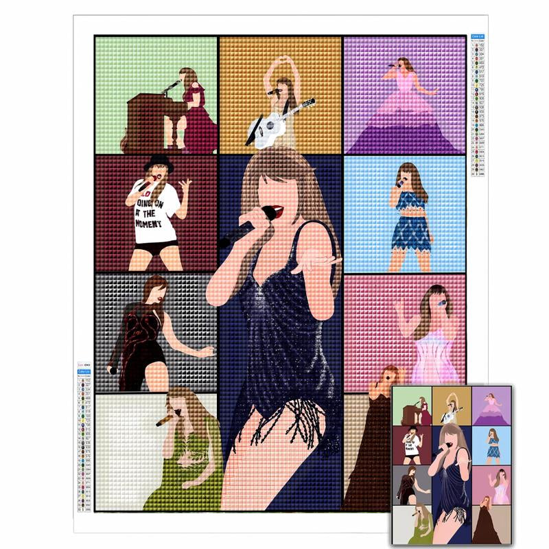 Singer Diamond Painting Kits for Adults,Diamond Art Kits Gift for Singer Lover,Diy Diamond Art Crafts for Wall Home Decor (12×16 Inch)