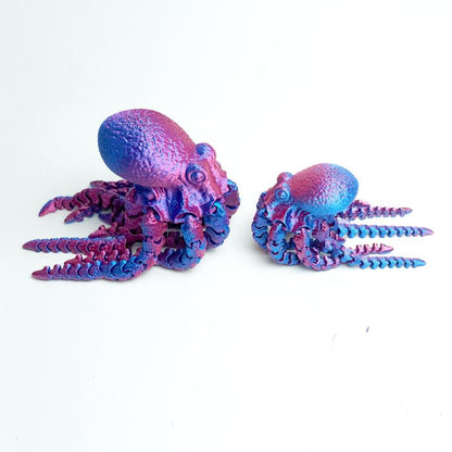 2Pcs 3D Printed Octopus Model Toys, Flexible Joint Animal Doll Statues, Home and Office Desk Decorations, Holiday Surprise Gifts Ornaments Rgb