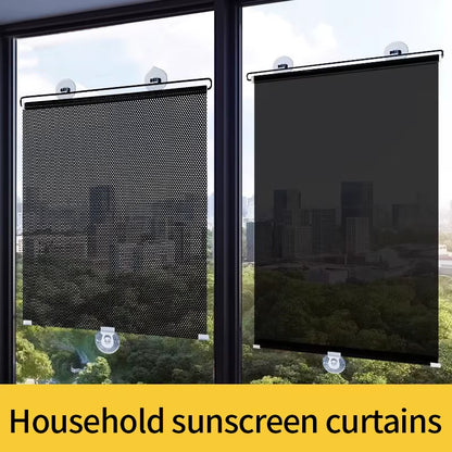 Retractable Sunshade Roller Curtain Car Sunshade Bedroom Kitchen Sun Protection Curtain Thermal Insulation Shutter Shade Curtain