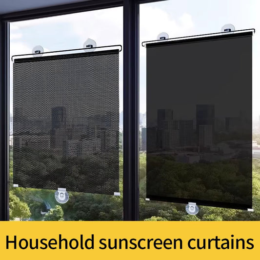 Retractable Sunshade Roller Curtain Car Sunshade Bedroom Kitchen Sun Protection Curtain Thermal Insulation Shutter Shade Curtain
