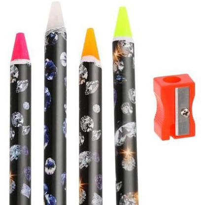 4 Count Rhinestone Picker Tool Rhinestone Applicator Adhesive Wax Pencil Art Tools Pick up Tools Point Drill Pen Dotting Wax Pencil with Pencil Sharpener for Art DIY