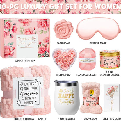 Mayicivo Mother'S Day Gifts Birthday Gifts for Women Self Care Gifts Get Well Soon Gifts Relaxing Spa Gifts Care Package Unique Anniversary Gifts Basket Kit with Flannel Blanket for Mother Wife Bset Friend Sister Her
