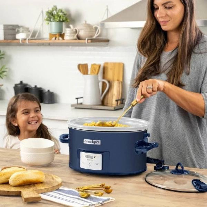 Crock-Pot 7Qt Cook & Carry One Touch Programmable Slow Cooker Poseidon Blue: Locking Lid, Dishwasher-Safe Parts