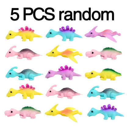 5-30 PCS Dinosaur Finger Catapult Decompression Toy TPR Finger Dinosaurs Slingshot for Kids Birthday Party Pranks Random Colour