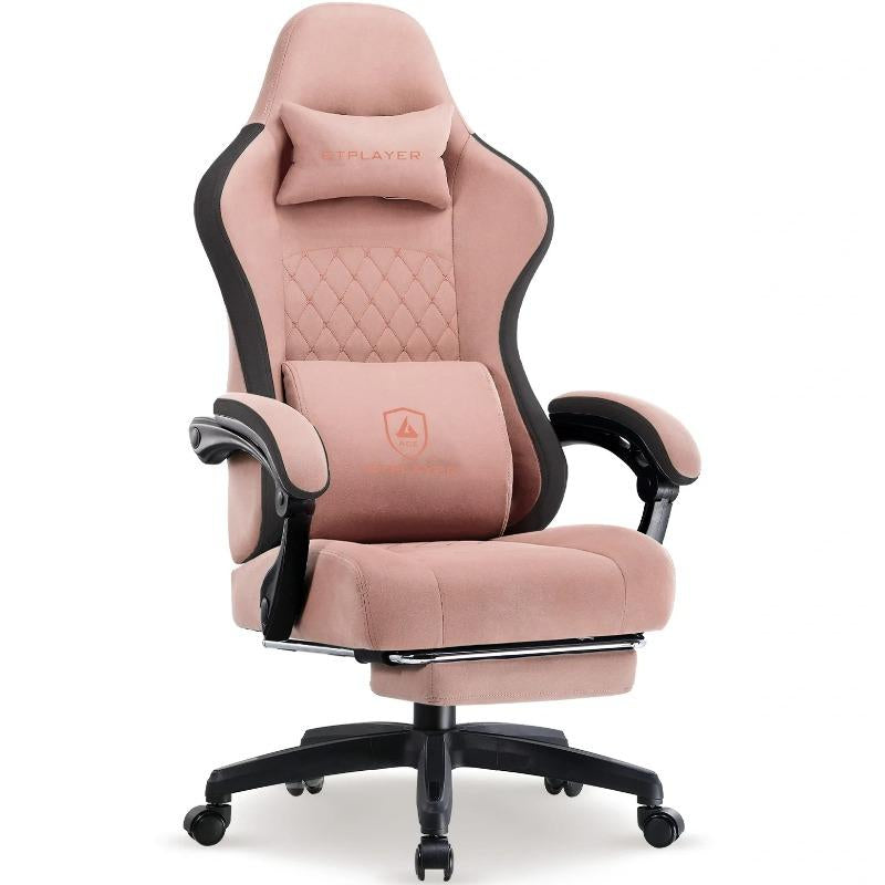 GTPLAYER Gaming Chair, Technical Fabric Office Chair with Pocket Spring Cushion, Linkage Armrests and Footrest, High Back Ergonomic Chair, Adjustable Comfortable Modern
