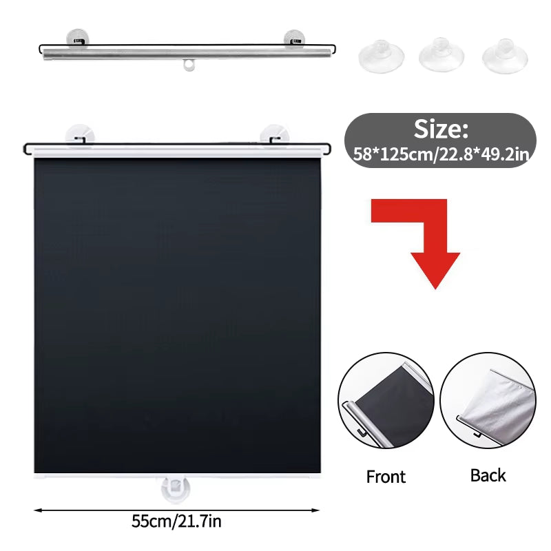 Retractable Sunshade Roller Curtain Car Sunshade Bedroom Kitchen Sun Protection Curtain Thermal Insulation Shutter Shade Curtain