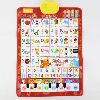 Kids' English-Spanish Alphabet Poster - Fun Bilingual Learning for ABC & Basic Vocabulary with Number Chart, Perfect for Early Education Educational Language Learning Toy