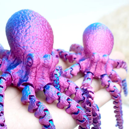 2Pcs 3D Printed Octopus Model Toys, Flexible Joint Animal Doll Statues, Home and Office Desk Decorations, Holiday Surprise Gifts Ornaments Rgb