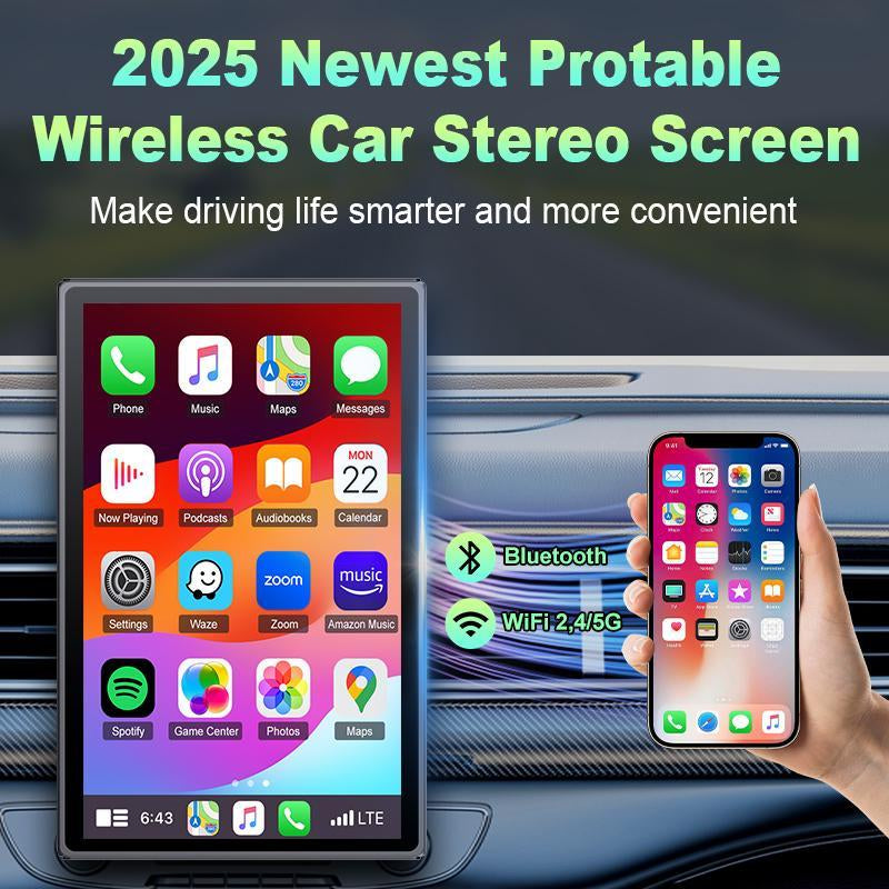 New 8.1-Inch Portable Carplay and Android Auto In- Smart Display, Audio Receiver, with Mirror Link, Bluetooth Connection, Voice Control, and GPS Navigation Supporting . Gifts for Men, Wireless Car Tablet Radio Ultimate Portable Car Play Adapter