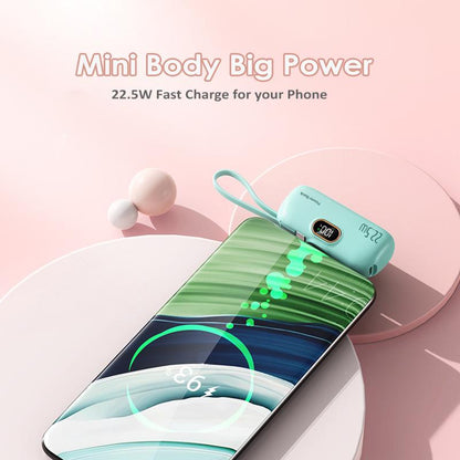 5000Mah Mini Portable Charger Power Bank, 22.5W Fast Charger with 3-Output and LED Display
