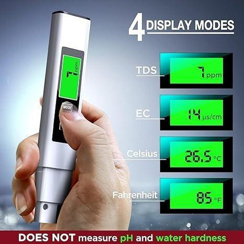 2025 Upgraded 4-In-1 Digital TDS Meter – Accurate TDS, EC & Temperature Tester (°C/°F) | 0-9990 Ppm Range | Water Quality Tester for Drinking Water, RO Systems, Aquariums & Pools
