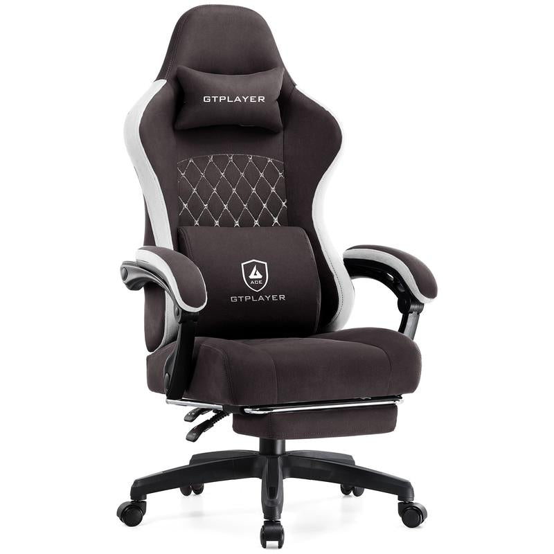 GTPLAYER Gaming Chair, Technical Fabric Office Chair with Pocket Spring Cushion, Linkage Armrests and Footrest, High Back Ergonomic Chair, Adjustable Comfortable Modern