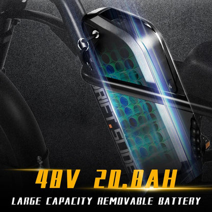 DRIFT.SLIDE 1500W Peak Power Electric Bike for Adults, 28 MPH 60 Miles Electric Moped Style Bike, 48V 20.8 Ah UL 2849 Removable Battery, 7 Speed 20" All Terrain Fat Tire Ebike (J1) Bicycle Light