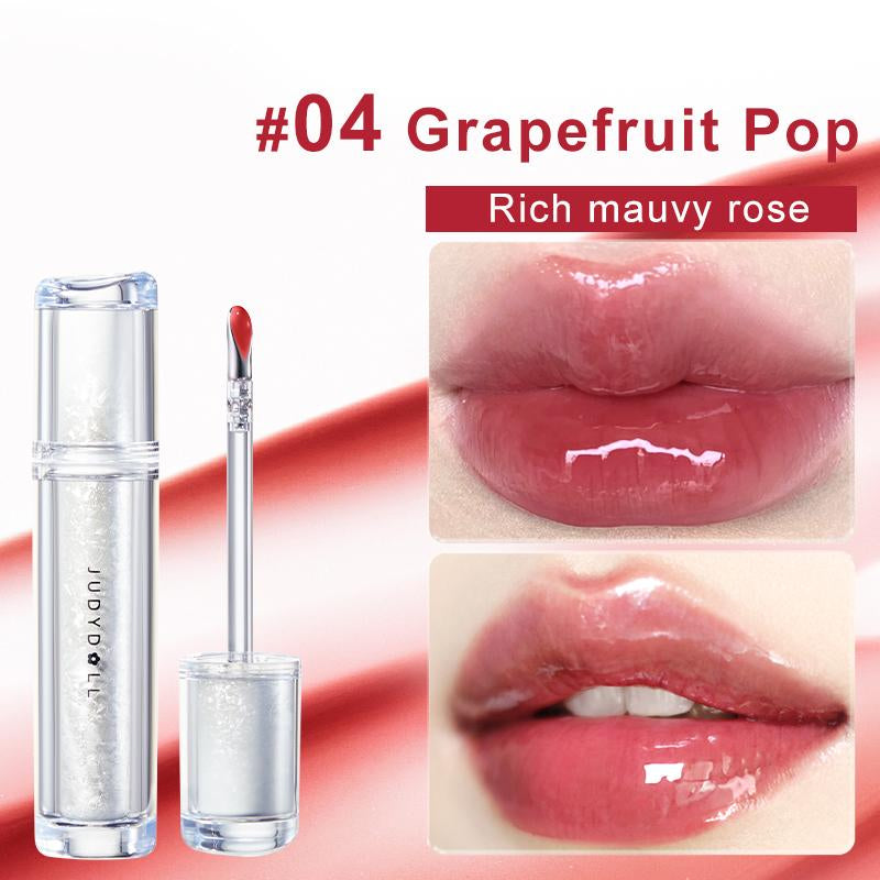 Judydoll Ice Watery Lip Gloss, Mirror Lip Glaze, Glossy Lip Stain, Transfer-Proof, Metal Applicator, Waterproof, Long-Lasting, Moisturizing, Liquid Lipsticks, Plumping, Not Easy to Fade, Makeup, Cosmetic, Mothers Day Gift