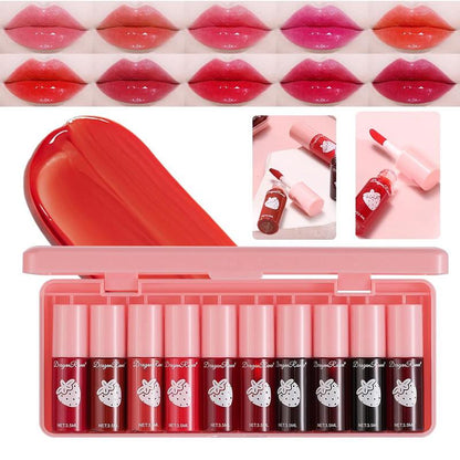 Strawberry Dyed Velvet Lipstick Set, Long Lasting Liquid Lip Gloss, Moisturizing Lip Stain, Suitable for All Occasions Lip Makeup, Girls and Women Makeup Accessories, Christmas, Christmas Gift