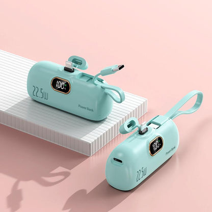 5000Mah Mini Portable Charger Power Bank, 22.5W Fast Charger with 3-Output and LED Display