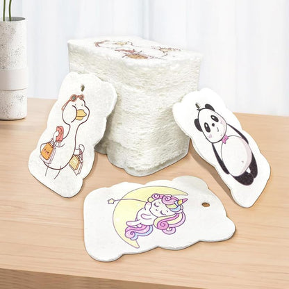 9 Pack Cartoon Dish Sponges for Washing, Eco Friendly Heavy Duty Kitchen Sponges, Compressed Non-Scratch Scrub with Ropes for Household, Cookware, Bathroom, Car Wash Sponge Funny Cut-Outs for Kids