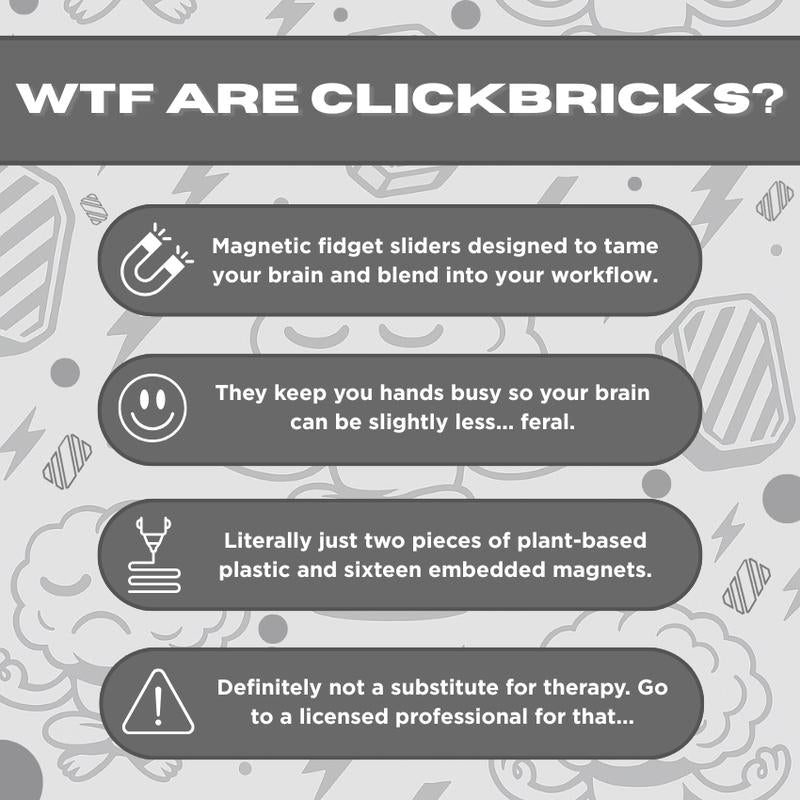 Clickbricks Slant 3D Magnetic Fidget Slider - Sleek Portable Design, Ultra-Satisfying Clicks & Slides, Available in Various Color Combinations, BPA Free