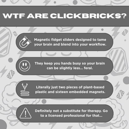 Clickbricks Slant 3D Magnetic Fidget Slider - Sleek Portable Design, Ultra-Satisfying Clicks & Slides, Available in Various Color Combinations, BPA Free