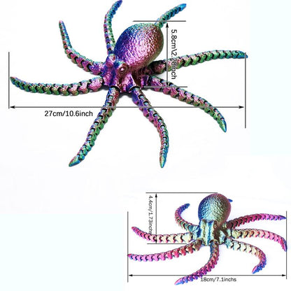 2Pcs 3D Printed Octopus Model Toys, Flexible Joint Animal Doll Statues, Home and Office Desk Decorations, Holiday Surprise Gifts Ornaments Rgb