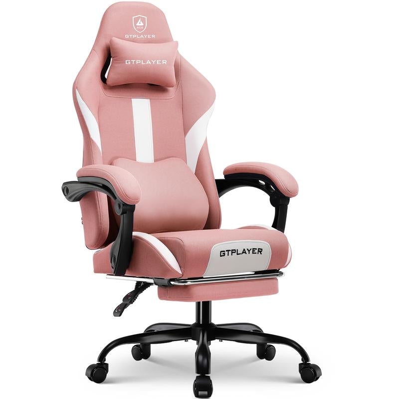 GTPLAYER Gaming Chair, Technical Fabric Office Chair with Pocket Spring Cushion, Linkage Armrests and Footrest, High Back Ergonomic Chair, Adjustable Comfortable Modern