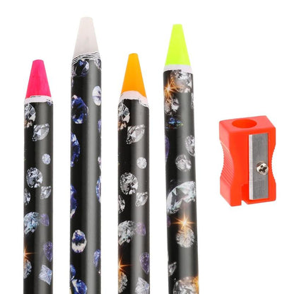 4 Count Rhinestone Picker Tool Rhinestone Applicator Adhesive Wax Pencil Art Tools Pick up Tools Point Drill Pen Dotting Wax Pencil with Pencil Sharpener for Art DIY