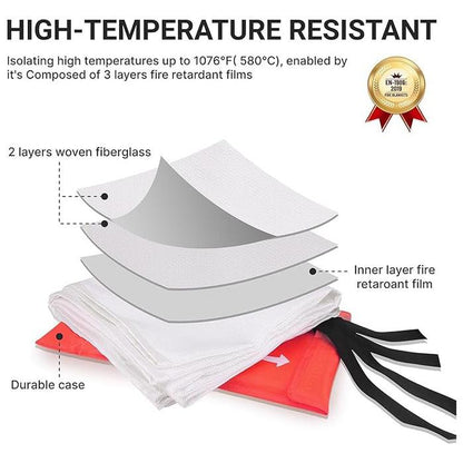 Emergency Fire Blanket - 4 Pack - Fiberglass Fire Suppression Blanket for Kitchen, 40" X 40" Fire Blanket for Home