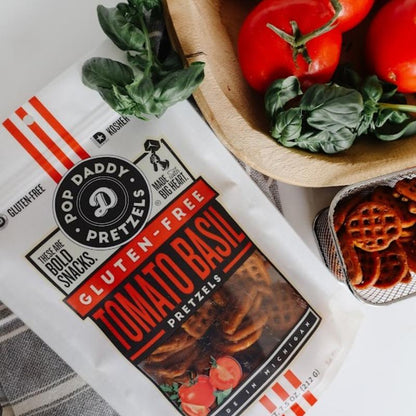 Pop Daddy NEW Gluten Free Pretzels - 6 Pack | Cinnamon Sugar | Tomato Basil | 7.5Oz Snack Crunchy Crispy