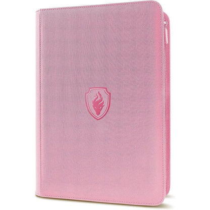 9-Pocket PU Cover Zipper Trading Card Collection Album - Sturdy 360 Side-Loading Binder for MTG, TCG, Sports Cards (Pink)