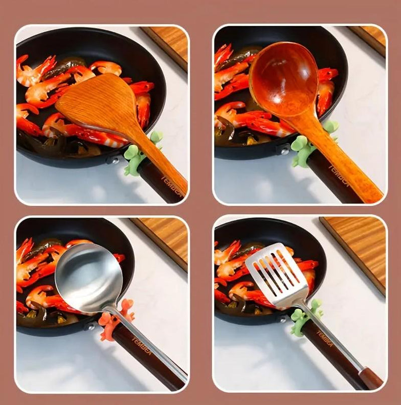 Heat-Resistant Silicone Spoon Rest Cute Crab & Octopus Design - Countertop Cooking Tools Organizer for Kitchen Utensils & Spatulas