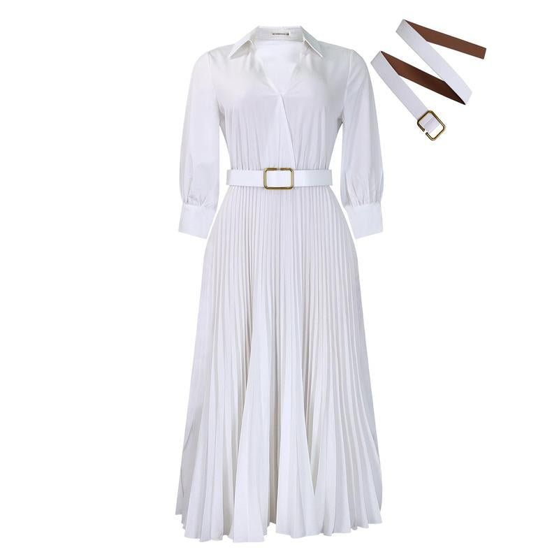 2025 Elegant Fashionable and Dignified Women'S Solid Color plus Size Dress Summer Casual