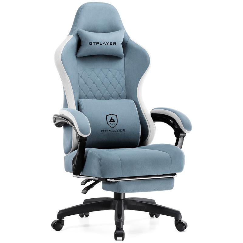 GTPLAYER Gaming Chair, Technical Fabric Office Chair with Pocket Spring Cushion, Linkage Armrests and Footrest, High Back Ergonomic Chair, Adjustable Comfortable Modern