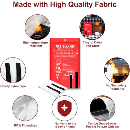 Emergency Fire Blanket - 4 Pack - Fiberglass Fire Suppression Blanket for Kitchen, 40" X 40" Fire Blanket for Home