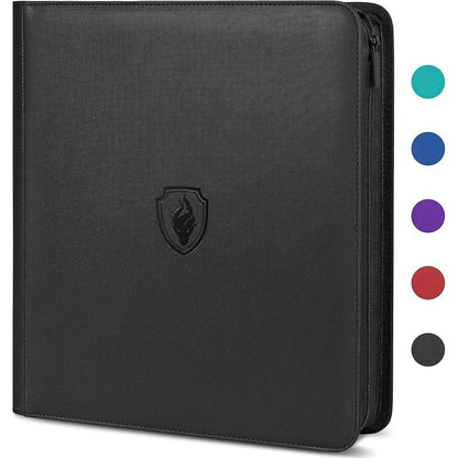 9-Pocket PU Cover Zipper Trading Card Collection Album - Sturdy 360 Side-Loading Binder for MTG, TCG, Sports Cards (Pink)