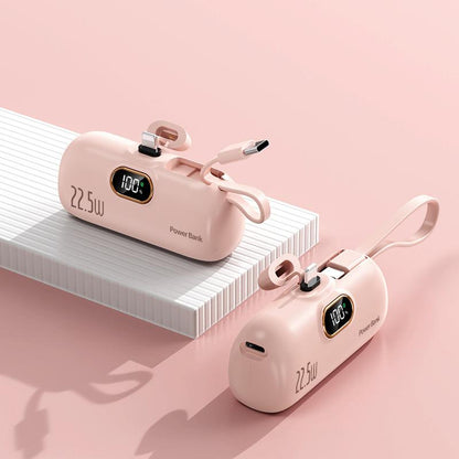 5000Mah Mini Portable Charger Power Bank, 22.5W Fast Charger with 3-Output and LED Display