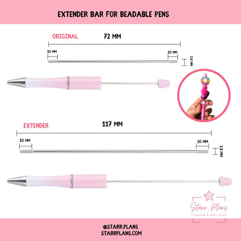 Extension Bar for Beadable Pens 1.8 Mm by 117 Mm Beaded Blank Rod
