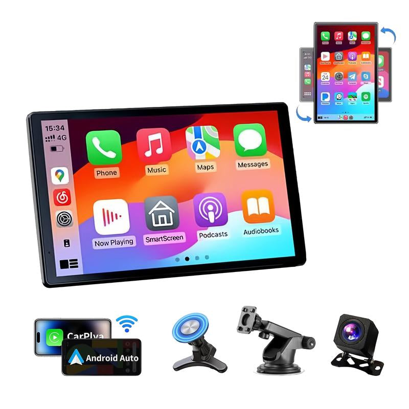 New 8.1-Inch Portable Carplay and Android Auto In- Smart Display, Audio Receiver, with Mirror Link, Bluetooth Connection, Voice Control, and GPS Navigation Supporting . Gifts for Men, Wireless Car Tablet Radio Ultimate Portable Car Play Adapter