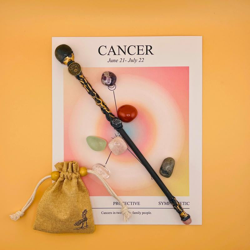 [Magic Crystal] Zodiac Crystal Magic Wand (With No Light) and Zodiac Crystal Stones Set - Handcrafted Wand & Constellation Stones - Cosplay, Magic Props, Gemstone Collection, Party Supplies, Fun Fidget Toy, Holiday Decor - Gift for Christmas, New Year