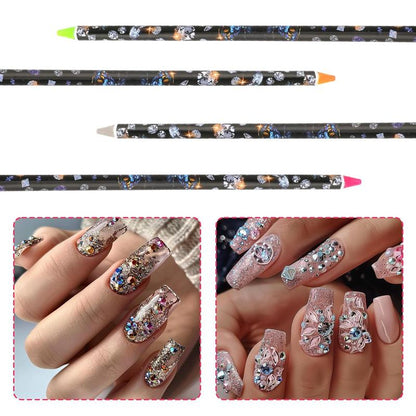 4 Count Rhinestone Picker Tool Rhinestone Applicator Adhesive Wax Pencil Art Tools Pick up Tools Point Drill Pen Dotting Wax Pencil with Pencil Sharpener for Art DIY