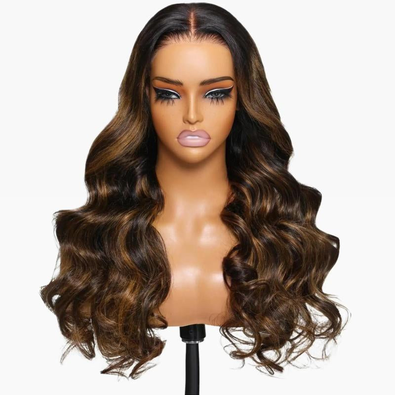 Nadula Highlight Balayage Body Wave Wig 7X5 Lace Human Hair Easy to Wear Water Wave, Glueless, Natural Scalp Put on and Go Time Saver