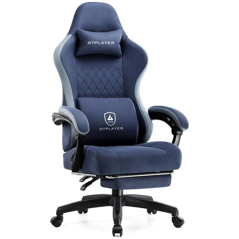 GTPLAYER Gaming Chair, Technical Fabric Office Chair with Pocket Spring Cushion, Linkage Armrests and Footrest, High Back Ergonomic Chair, Adjustable Comfortable Modern