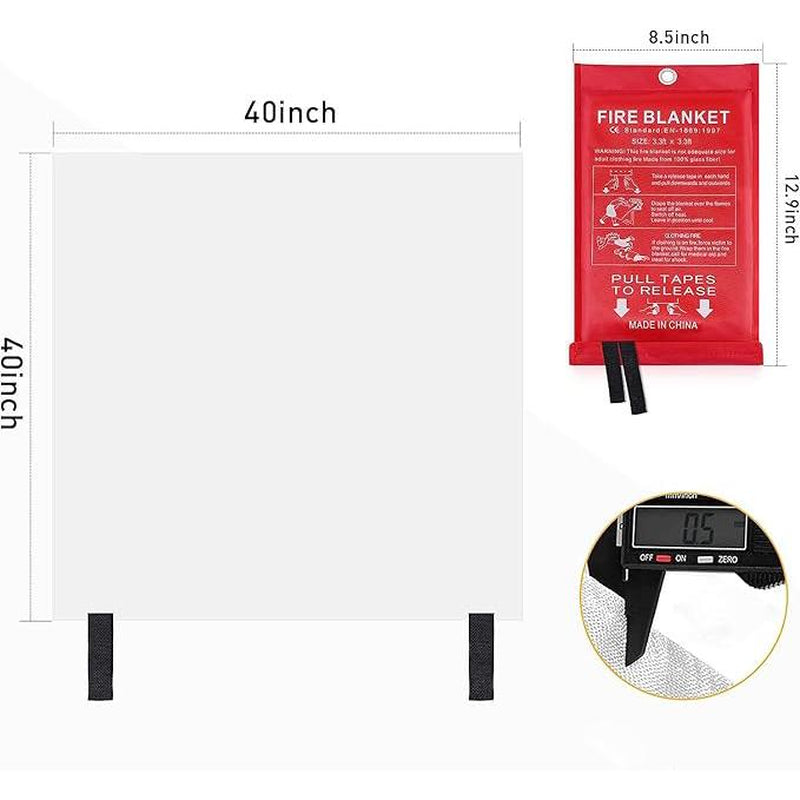 Emergency Fire Blanket - 4 Pack - Fiberglass Fire Suppression Blanket for Kitchen, 40" X 40" Fire Blanket for Home