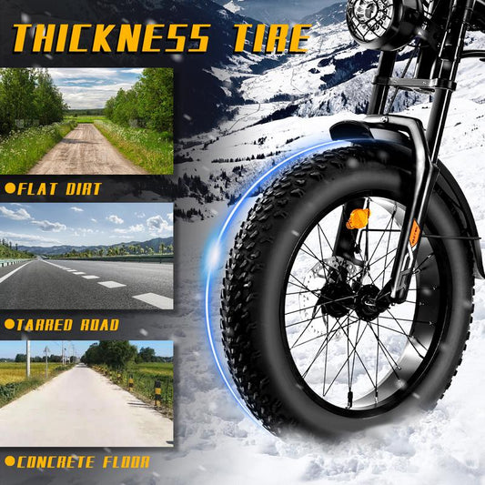 DRIFT.SLIDE 1500W Peak Power Electric Bike for Adults, 28 MPH 60 Miles Electric Moped Style Bike, 48V 20.8 Ah UL 2849 Removable Battery, 7 Speed 20" All Terrain Fat Tire Ebike (J1) Bicycle Light