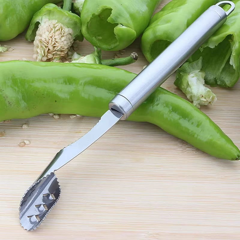 1Pcs Vegetable Fruit Coring Tool Pepper Tomato Slicer Edge Rotating Cutter Corers Seed Remover Stainless Steel Kitchen Gadgets