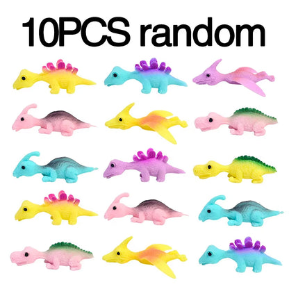 5-30 PCS Dinosaur Finger Catapult Decompression Toy TPR Finger Dinosaurs Slingshot for Kids Birthday Party Pranks Random Colour