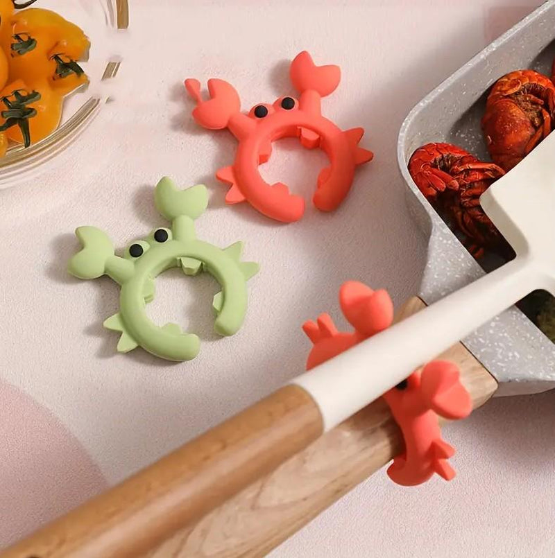 Heat-Resistant Silicone Spoon Rest Cute Crab & Octopus Design - Countertop Cooking Tools Organizer for Kitchen Utensils & Spatulas