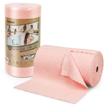 How'S My House Microfiber Cleaning Cloth Roll -75 Pack, Tear Away Microfiber Towels, 12" X 12", Reusable, Washable, Scratch Free, Ultra Absorbent Dish Rags for Car, Home, Garage or Shop